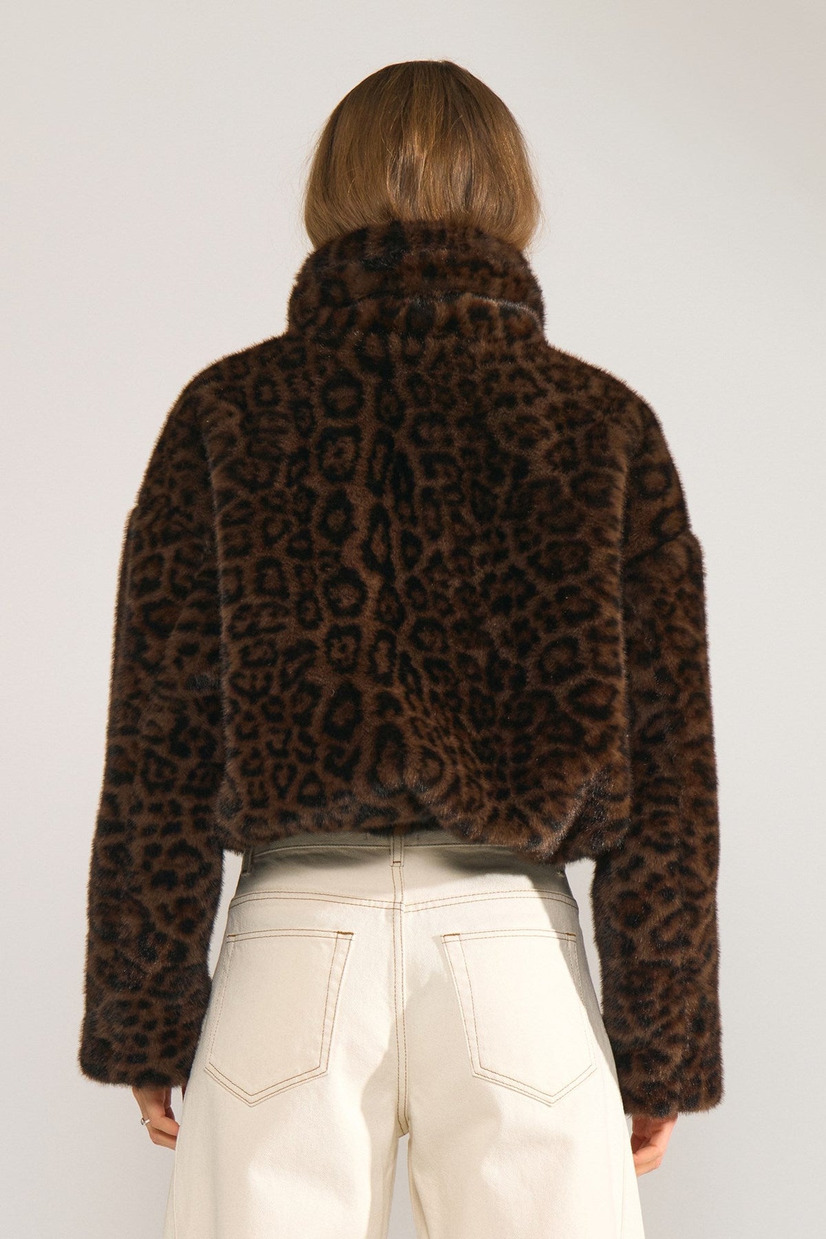 Chaqueta de mujer de pelo efecto leopardo