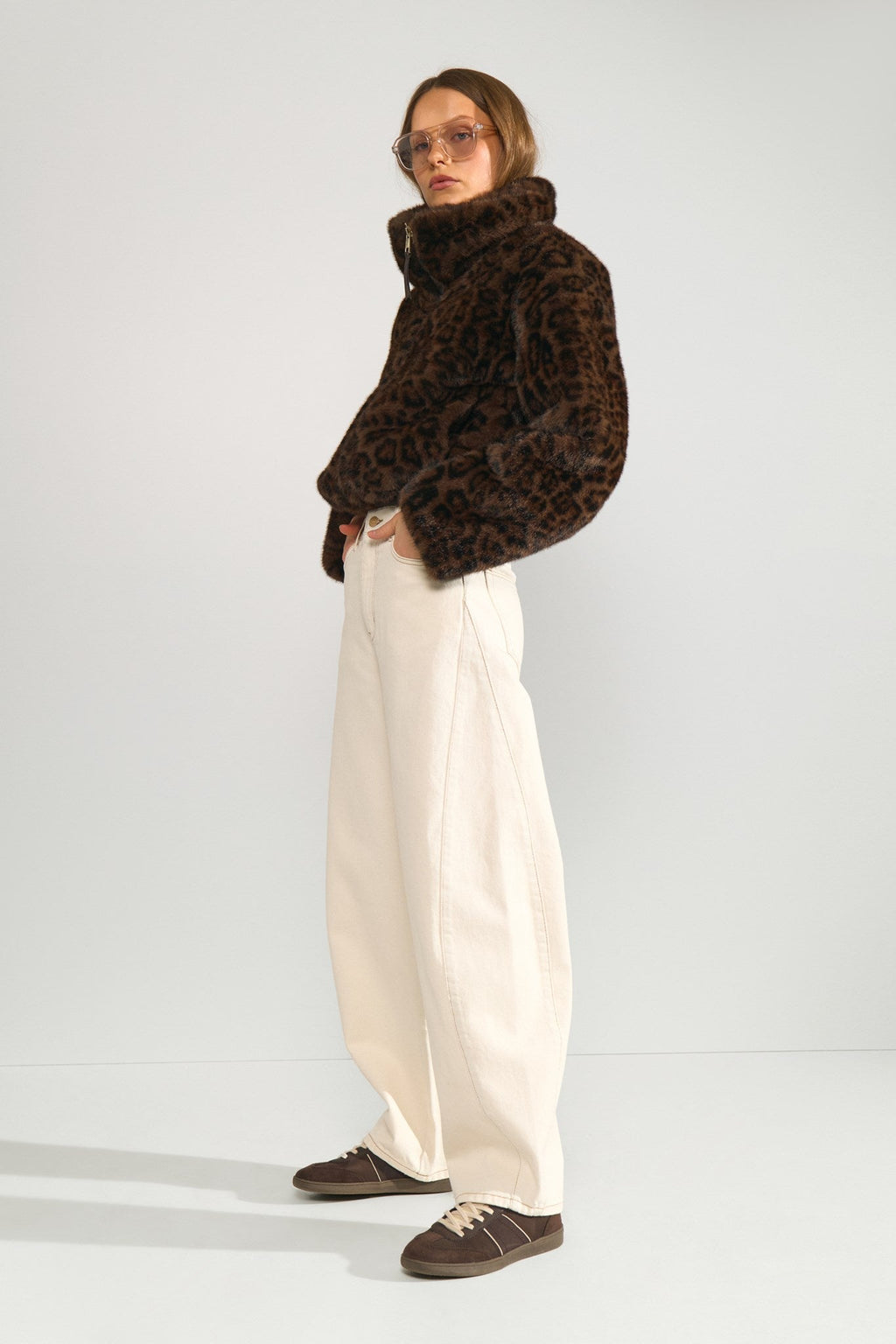 Chaqueta de mujer de pelo efecto leopardo
