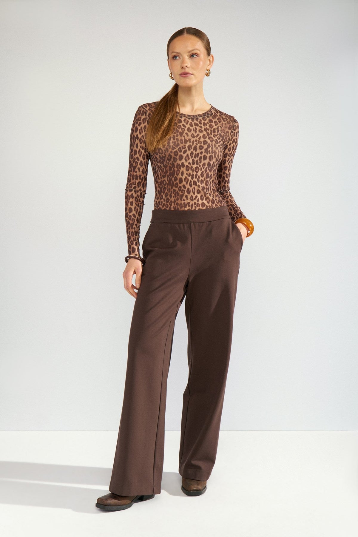 Top de tul de mujer estampado leopardo