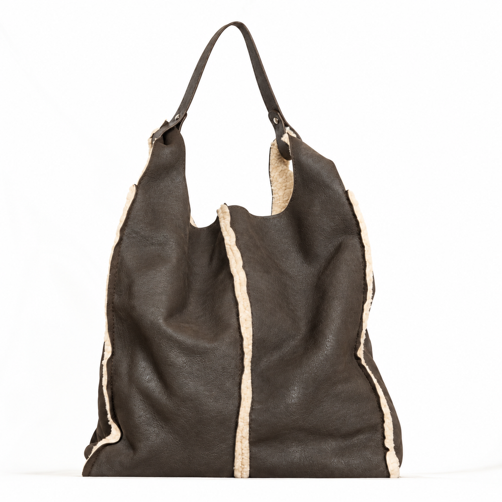Bolso shopper de ante con detalles efecto piel de oveja REHARD