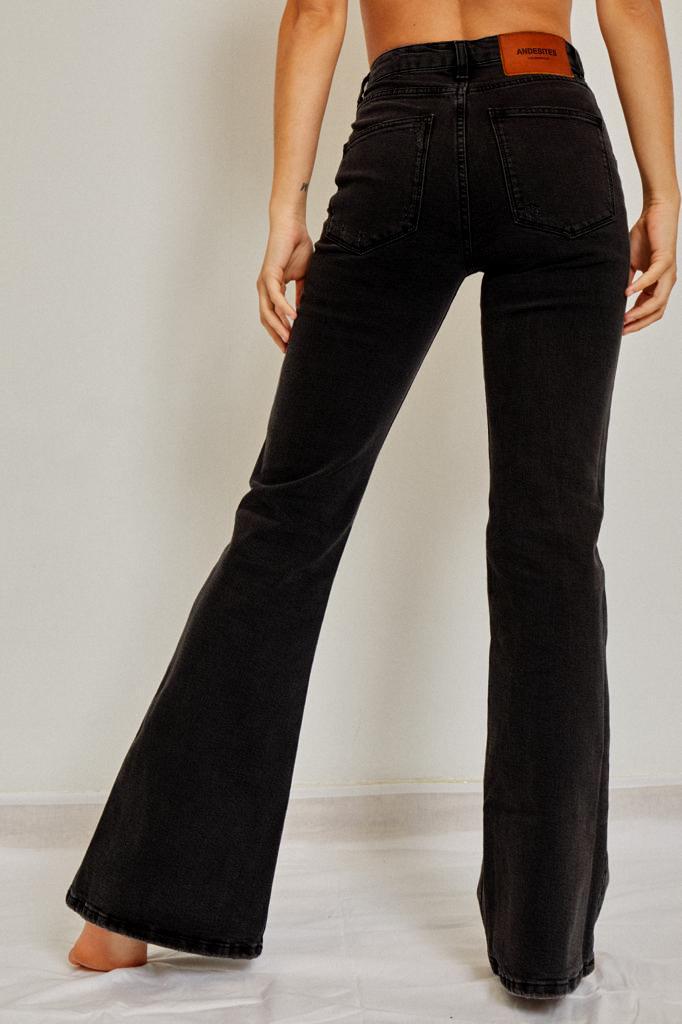 jeans negro campana