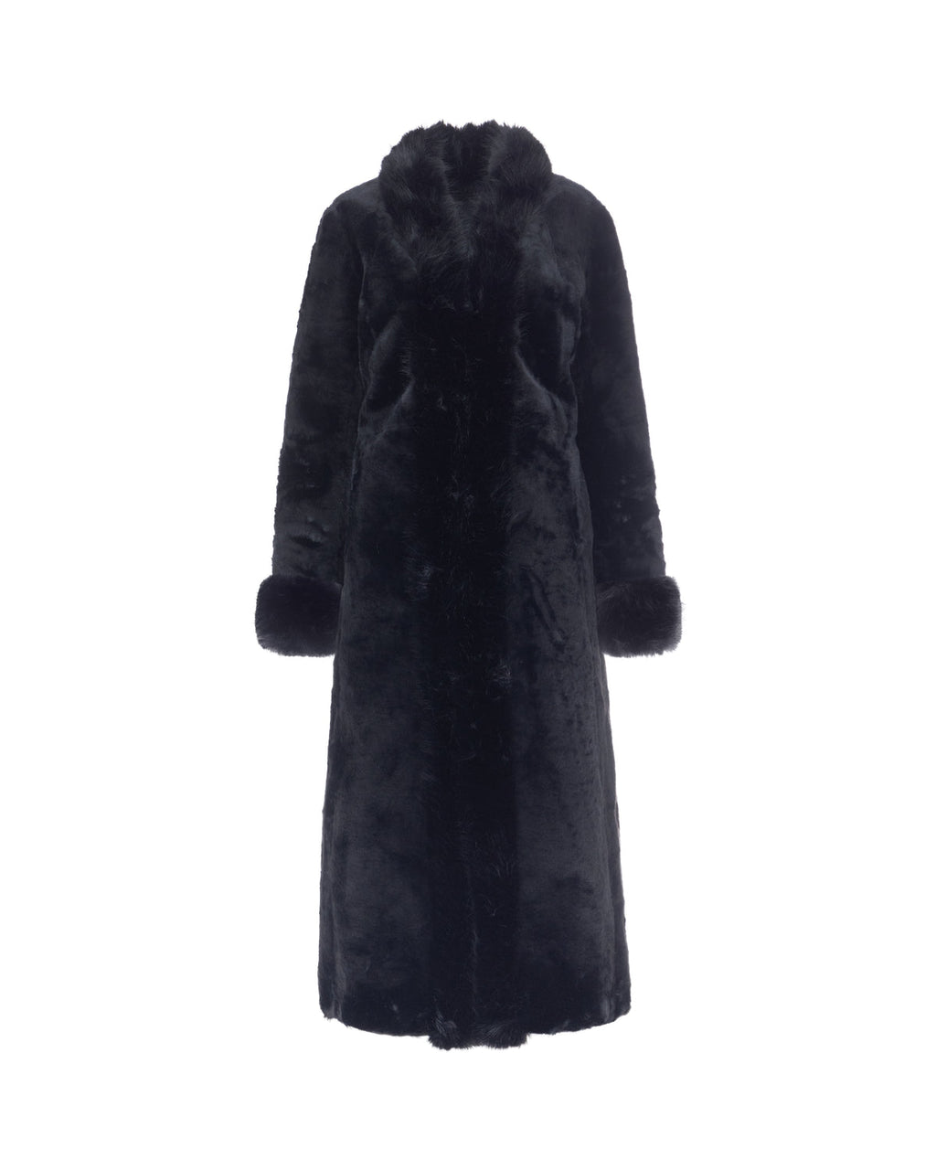 Abrigo largo reversible negro con pelo