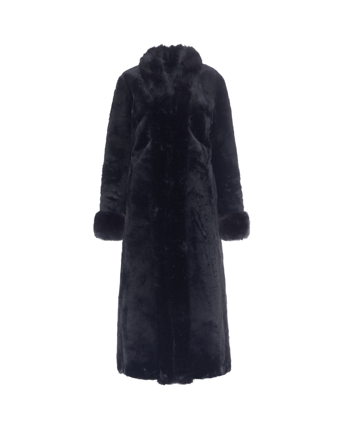 Abrigo largo reversible negro con pelo