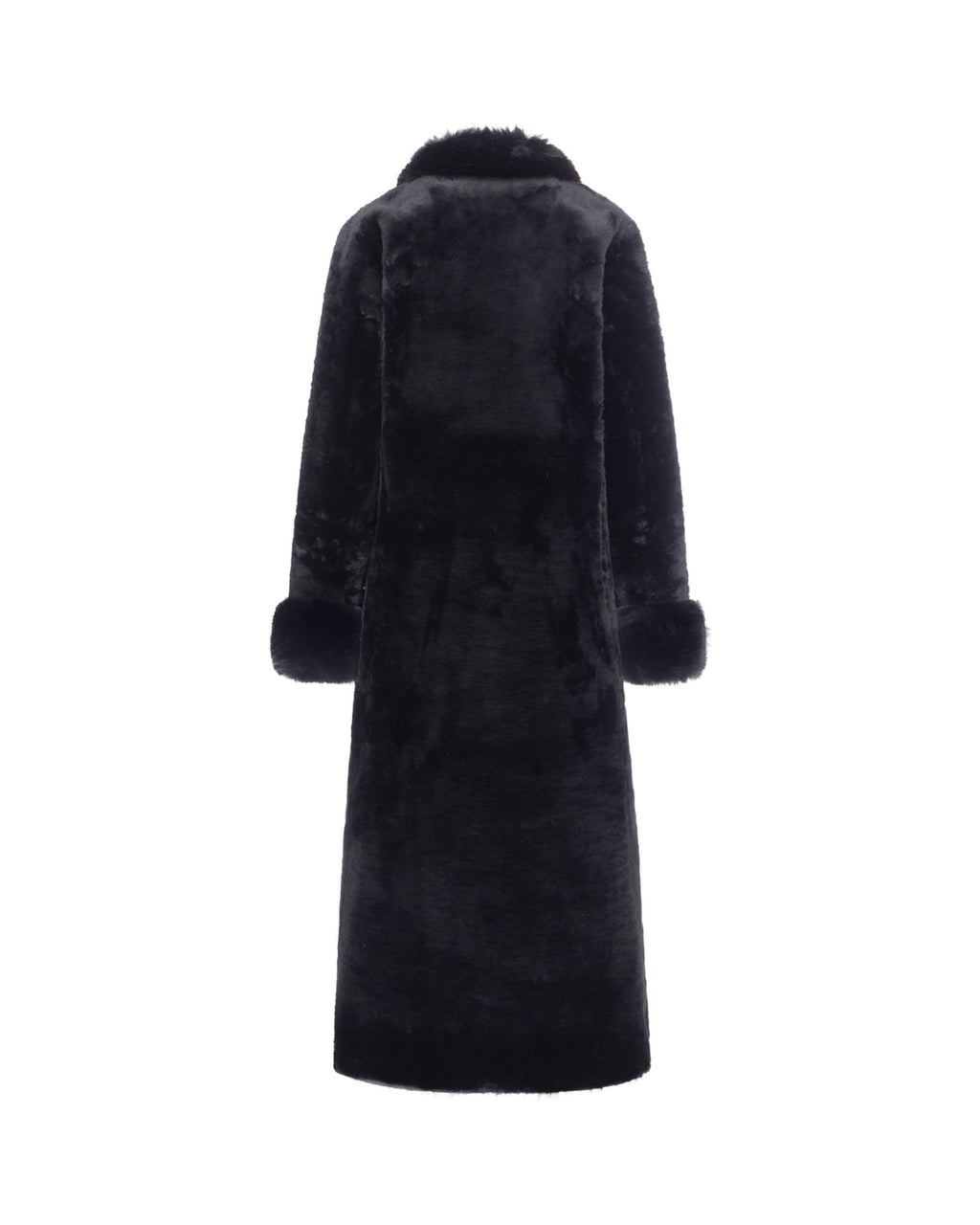 Abrigo largo reversible negro con pelo