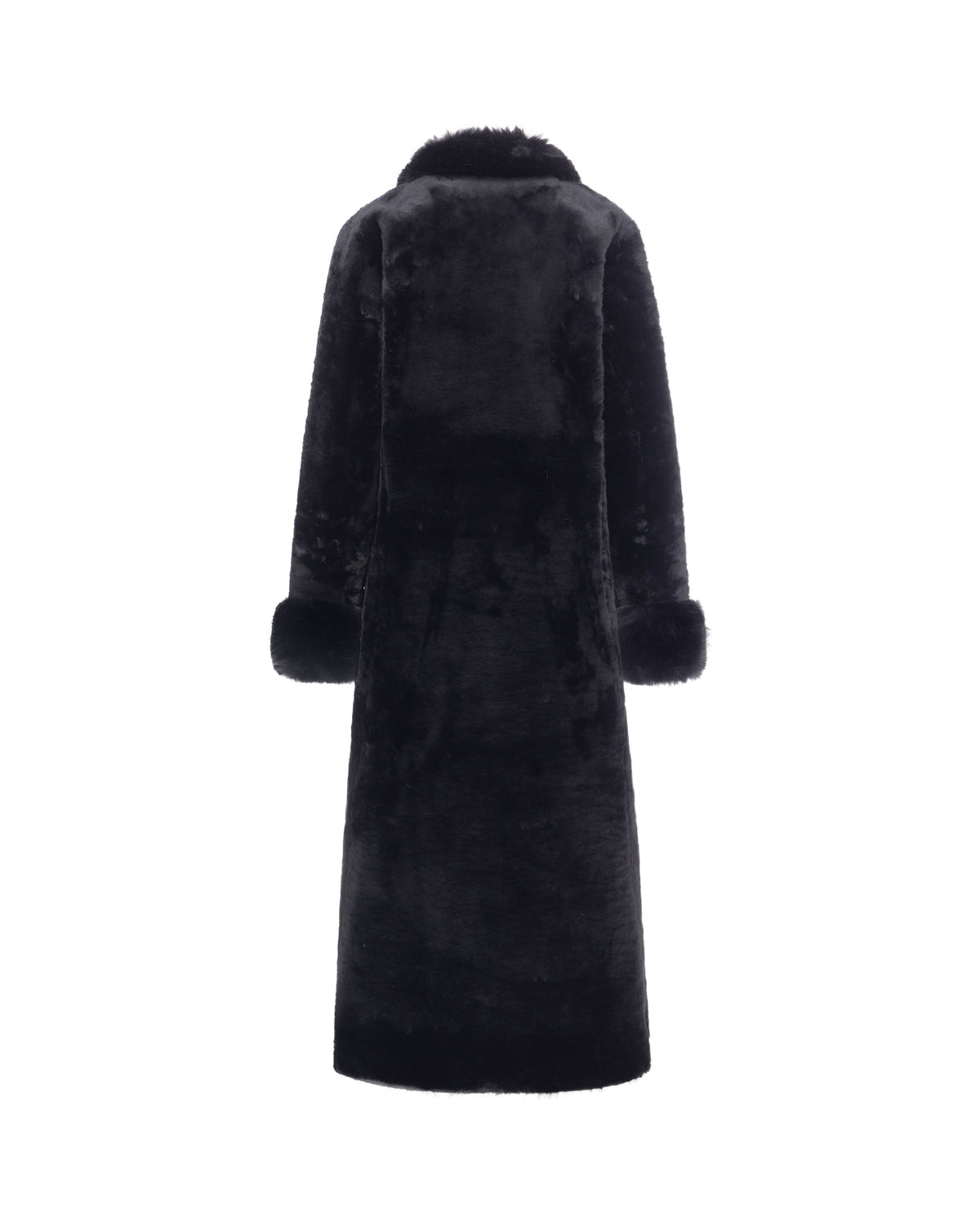 Abrigo largo reversible negro con pelo