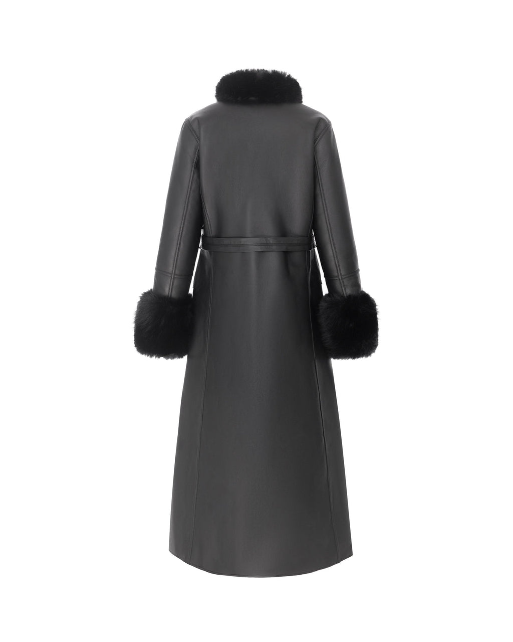 Abrigo largo reversible negro con pelo