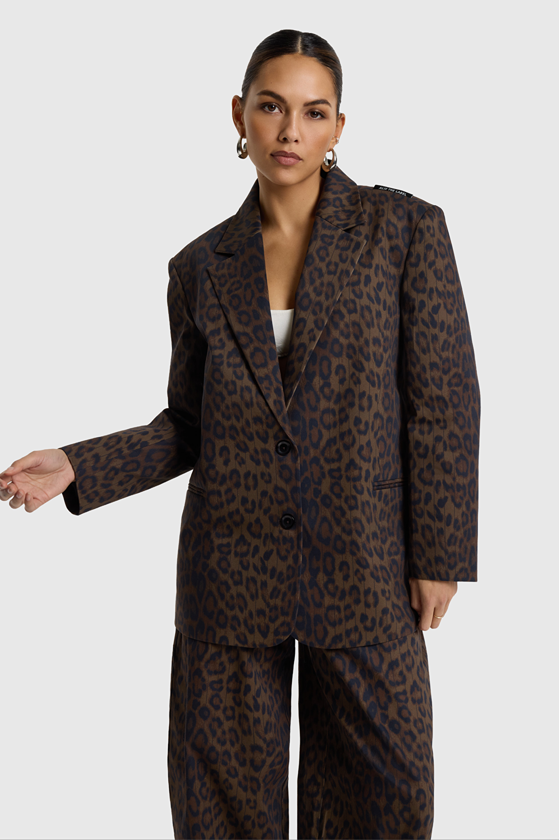 Blazer oversize de estampado animal
