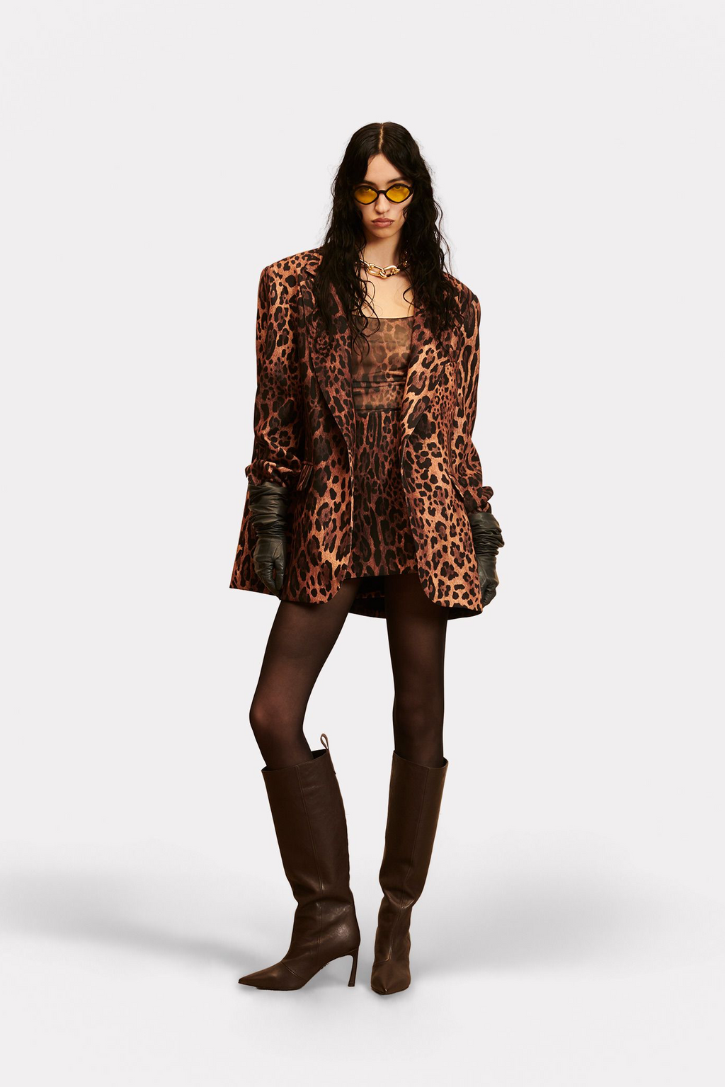 body de tul estampado de leopardo