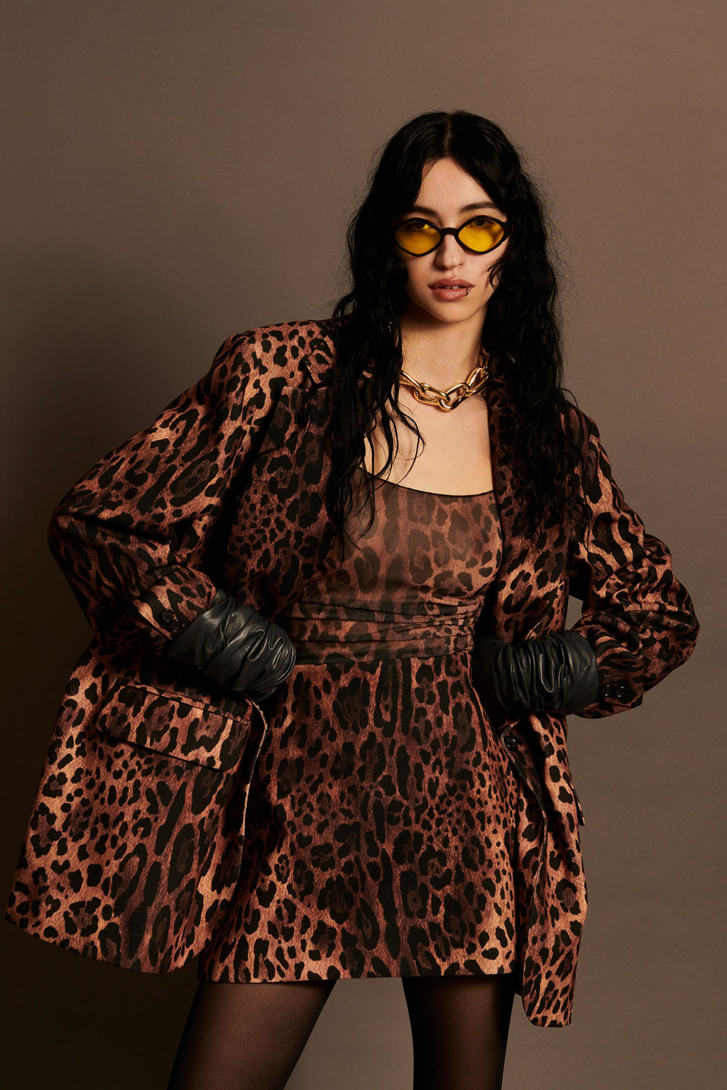 body de tul estampado de leopardo