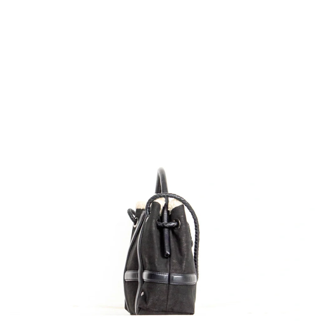 Bolso de ante con detalles de piel y asa trenzada REHARD