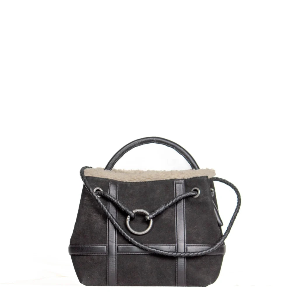 Bolso de ante con detalles de piel y asa trenzada REHARD
