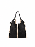 bolso efecto ante con detalle de borreguito