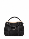 bolso mediano efecto ante con detalle de borreguito