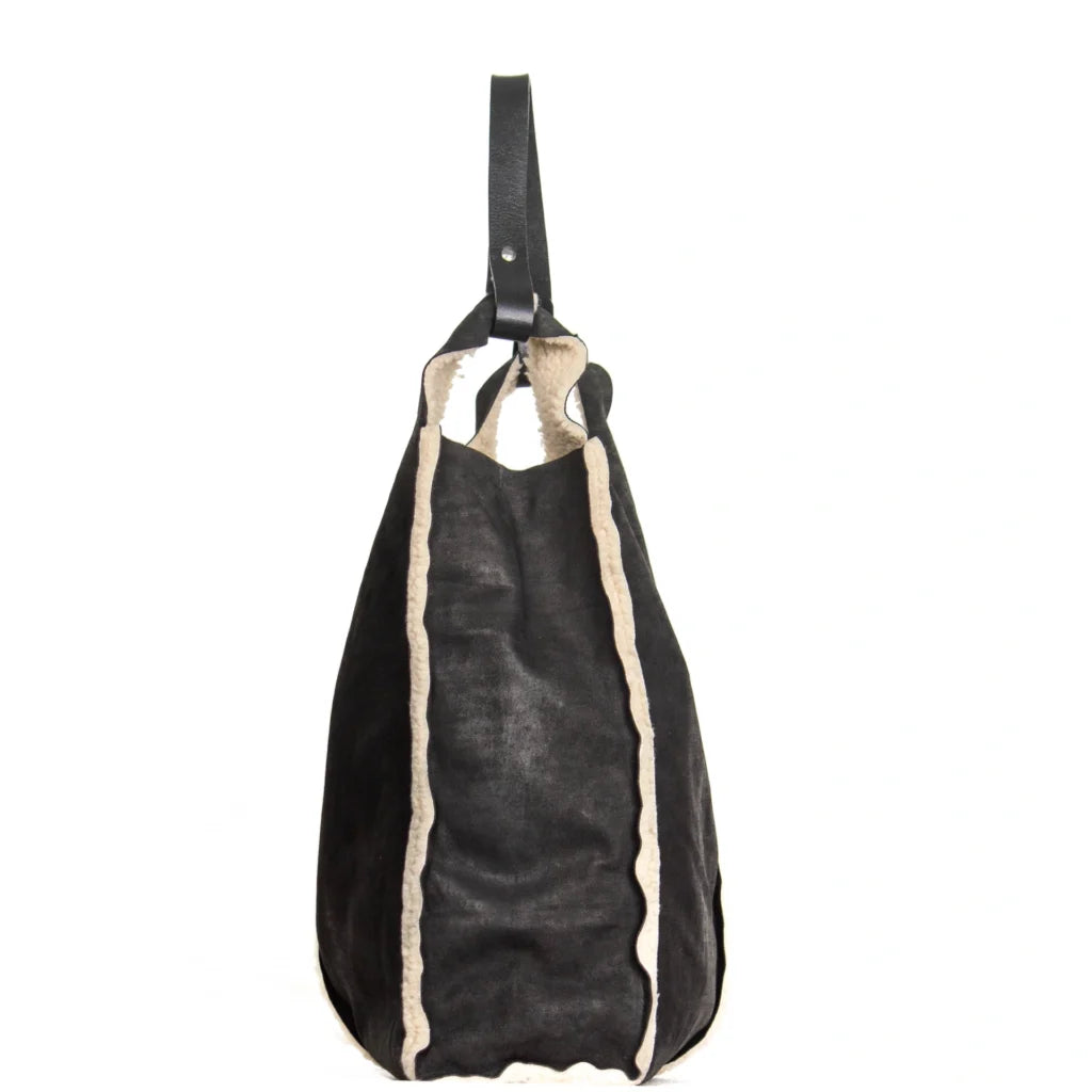 Bolso shopper de ante con detalles efecto piel de oveja REHARD