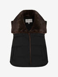 Chaleco acolchado negro con cuello de pelo