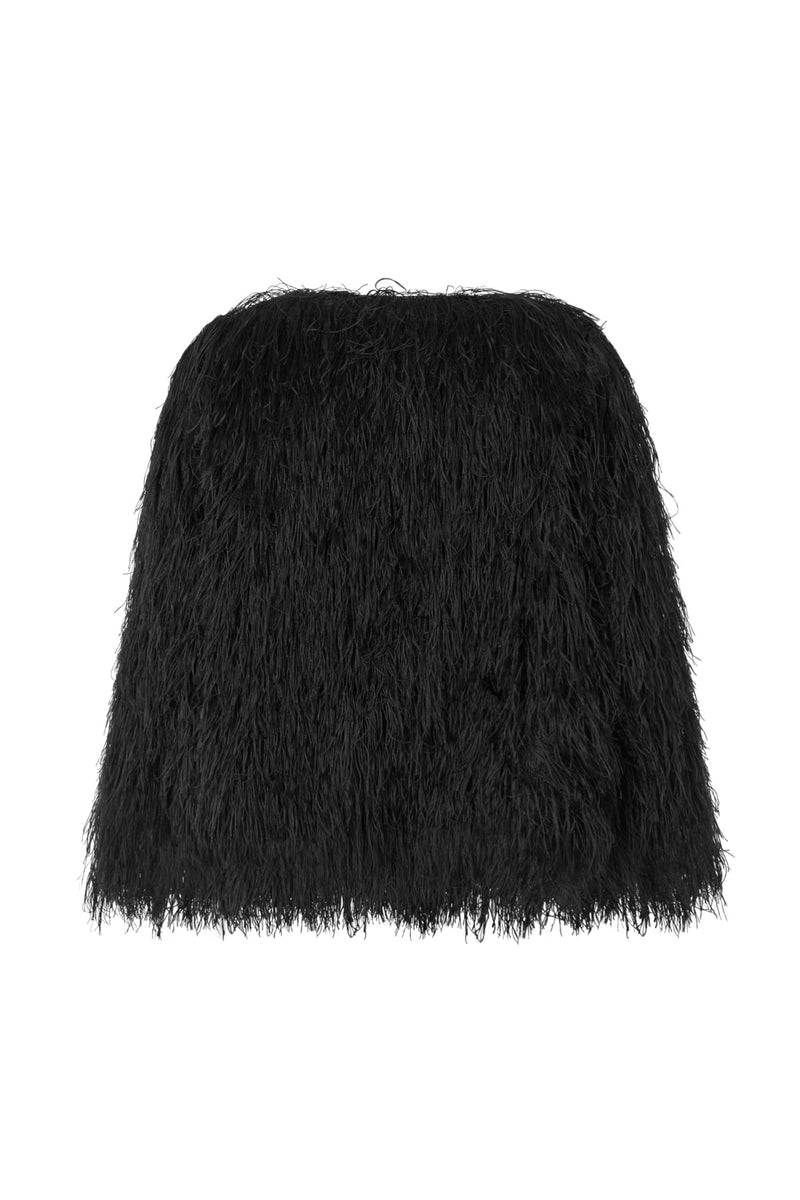 chaqueta de pelo de plumas en color negro
