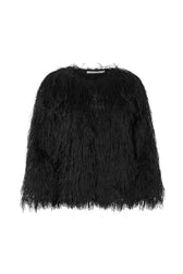 chaqueta de pelo de plumas en color negro