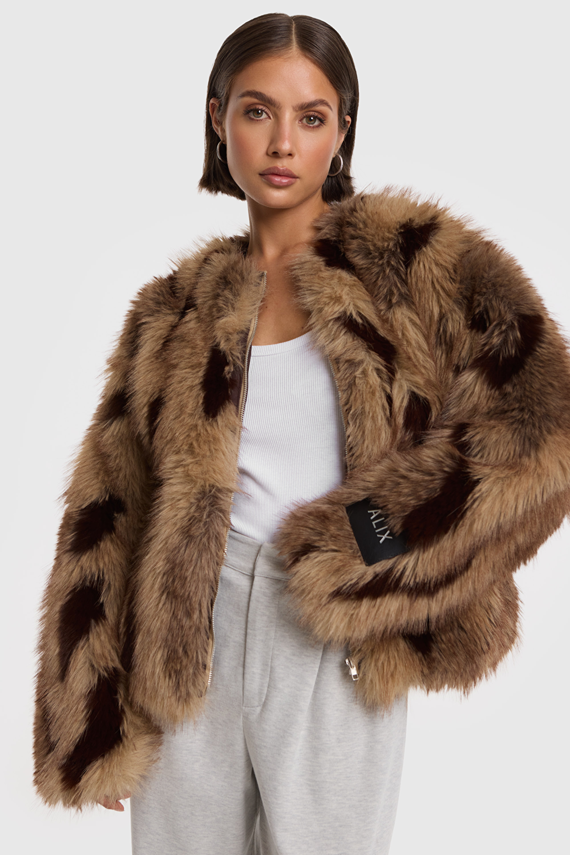 chaqueta oversize de pelo sintético