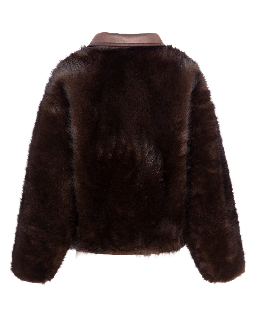 Chaqueta reversible de efecto piel y pelo en marrón