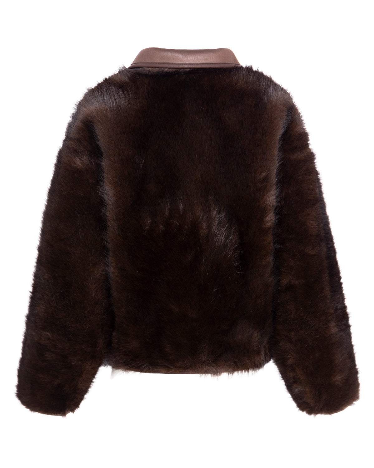 Chaqueta reversible de efecto piel y pelo en marrón