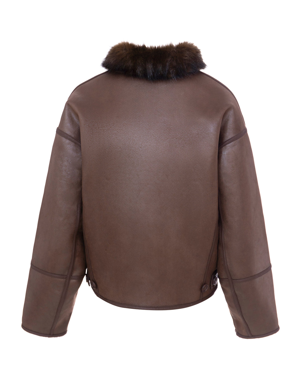 Chaqueta reversible de efecto piel y pelo en marrón