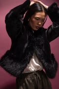 Chaqueta reversible corta efecto piel