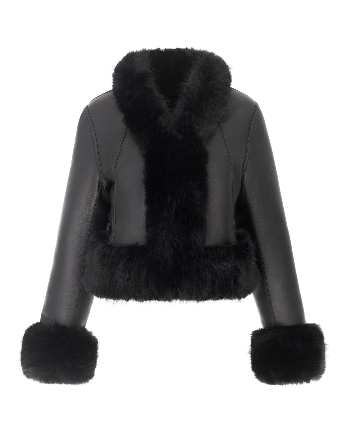 Chaqueta reversible corta efecto piel