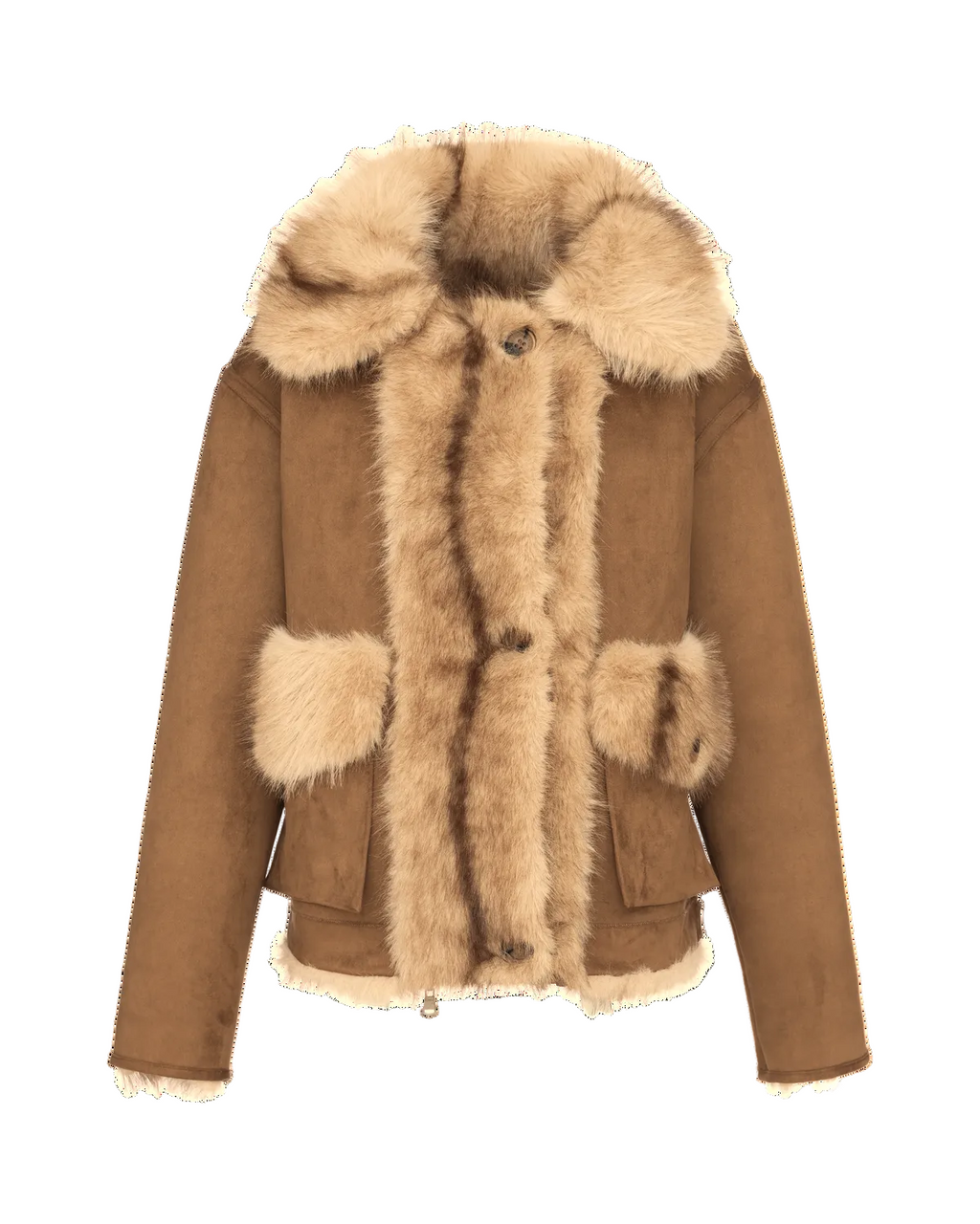 Chaqueta reversible efecto chinchilla marrón claro