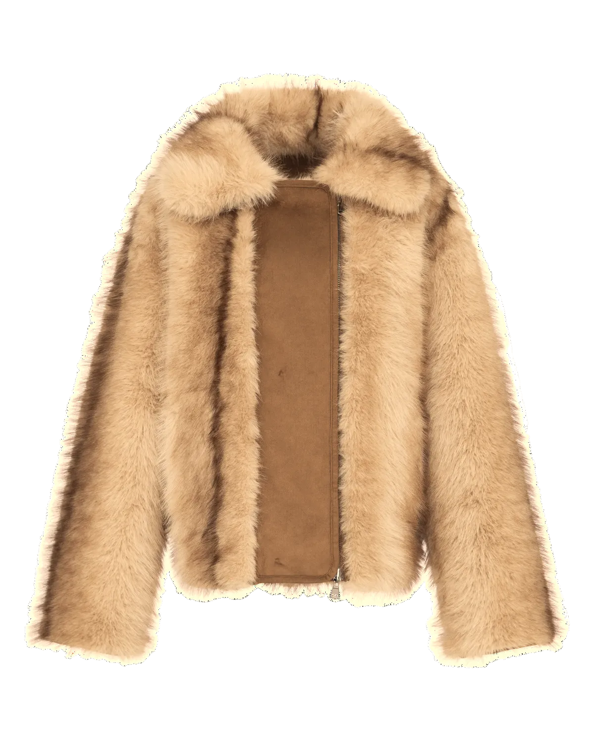 Chaqueta reversible efecto chinchilla marrón claro