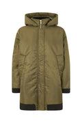 parka acolchada con capucha en verde kaki