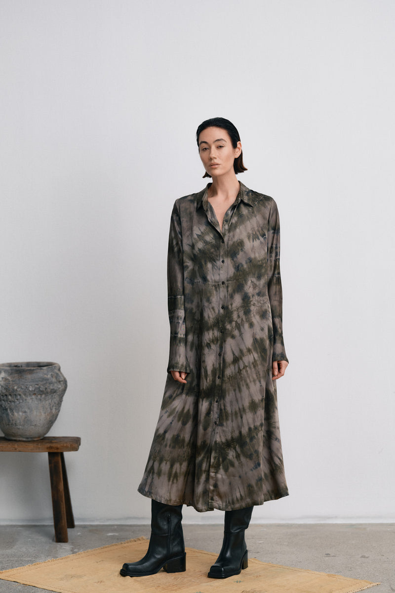 Vestido largo teñido a mano