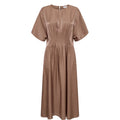 Vestido midi con cintura fruncida y manga corta NUMPH
