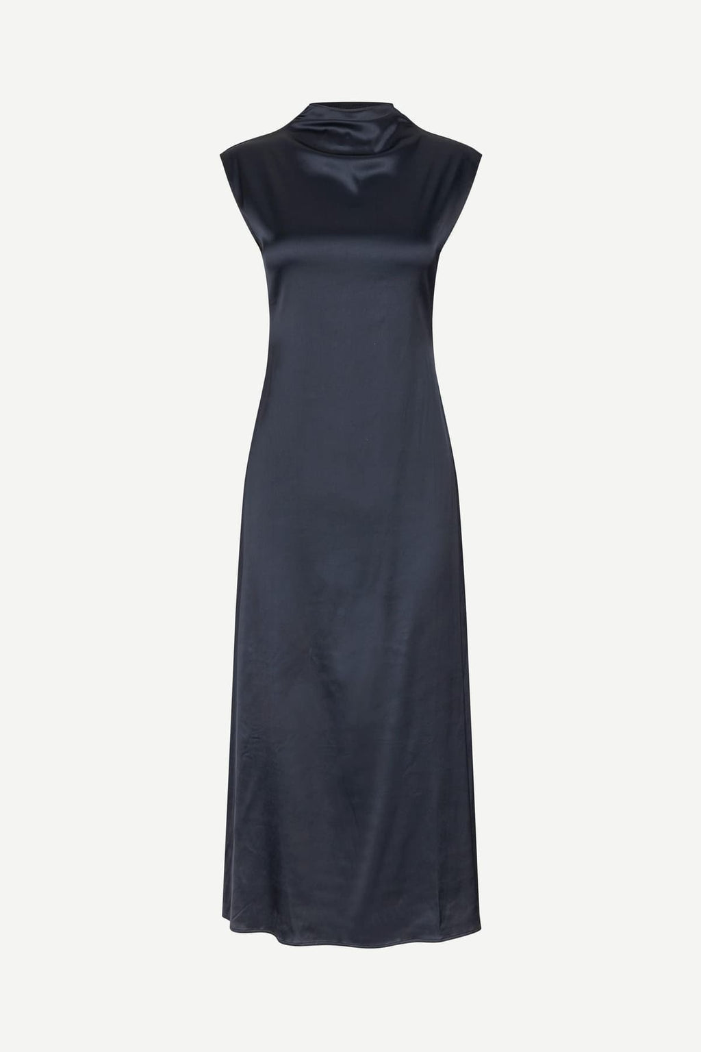 Vestido midi de punto y satén