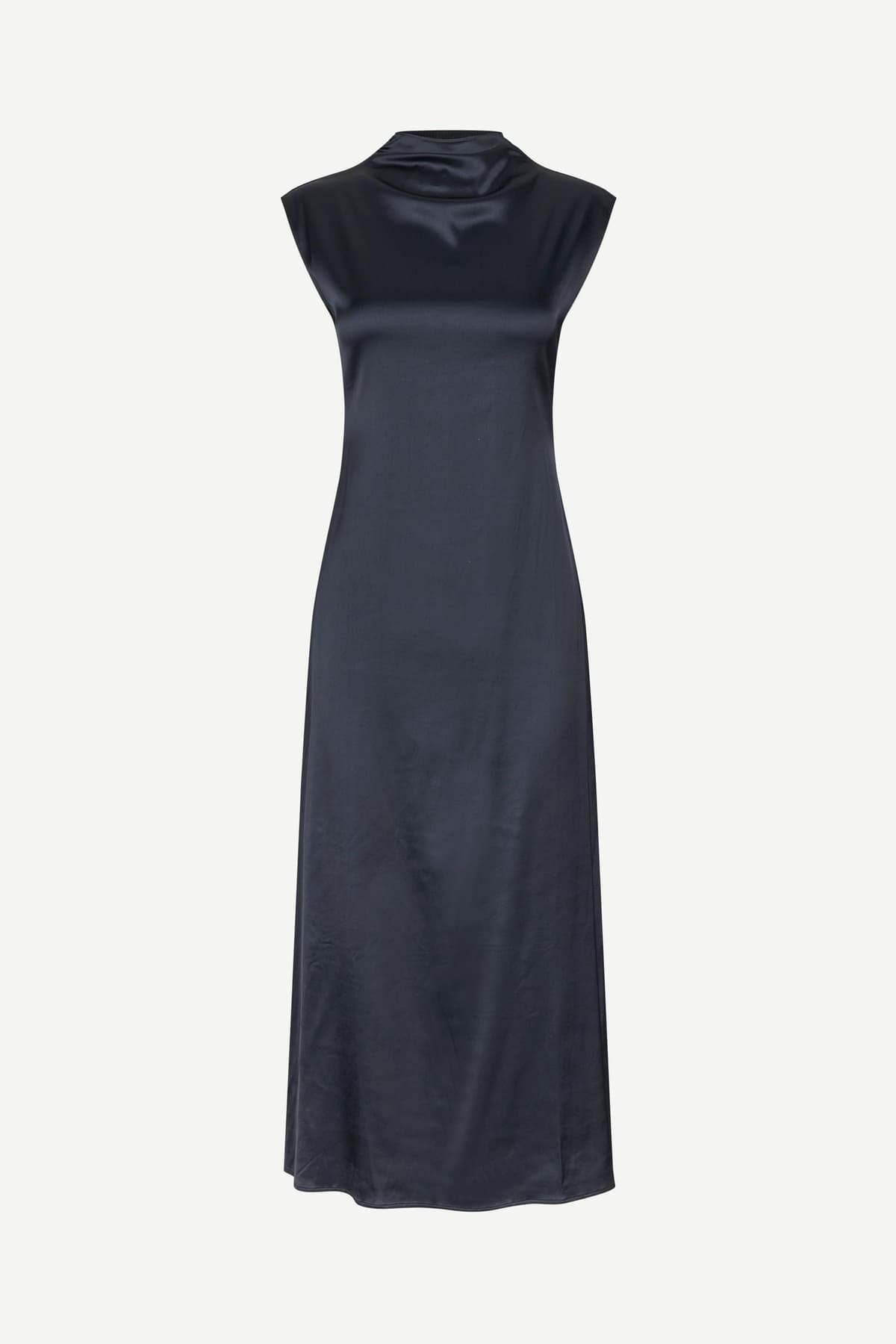 Vestido midi de punto y satén